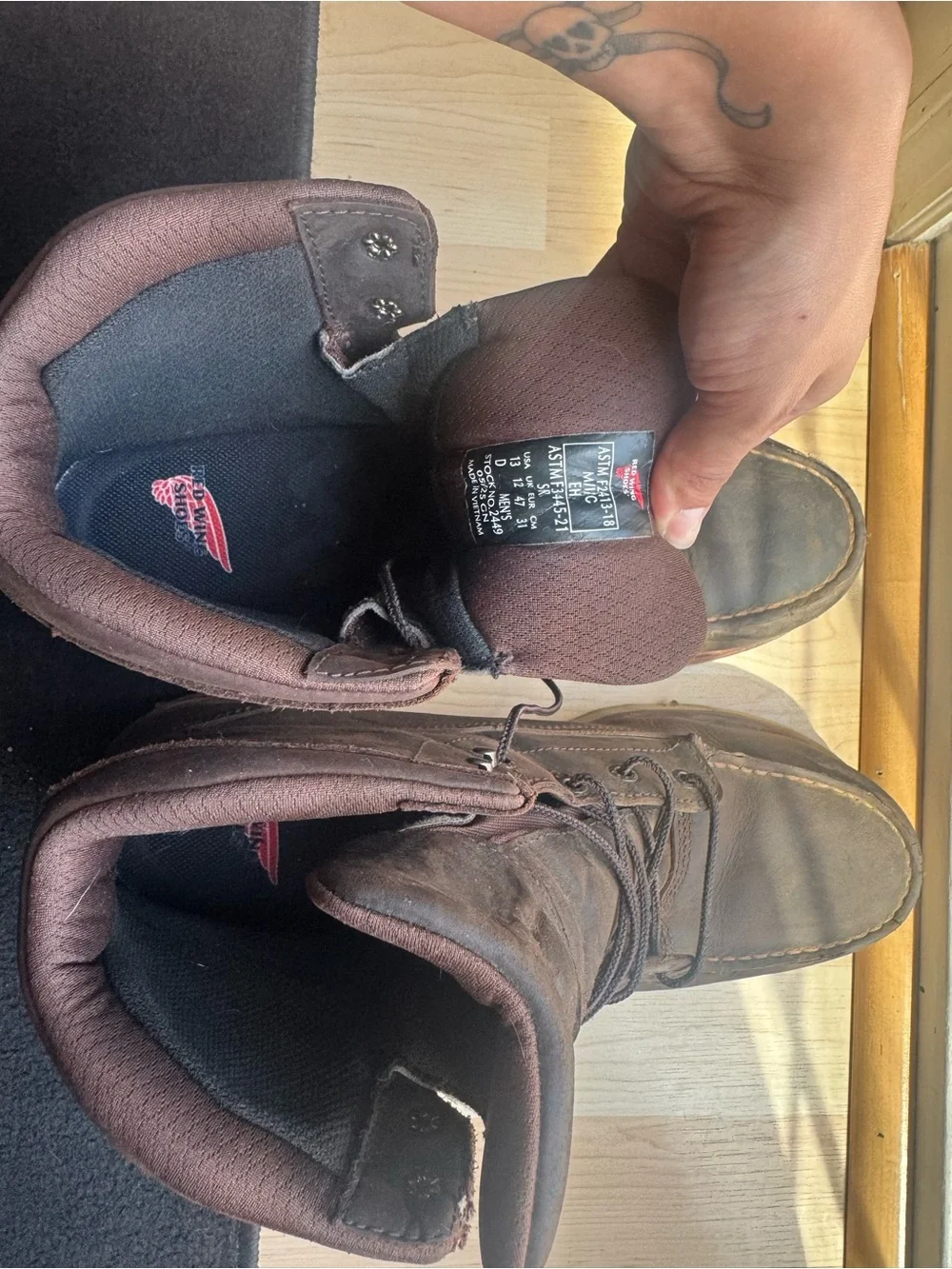 Red Wing Brown Leather 6inch defined heel Moc Toe safety Work Boots